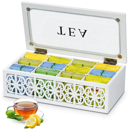 12 Compartment Tea box Wood Organizer and Storage - Kia Day Design