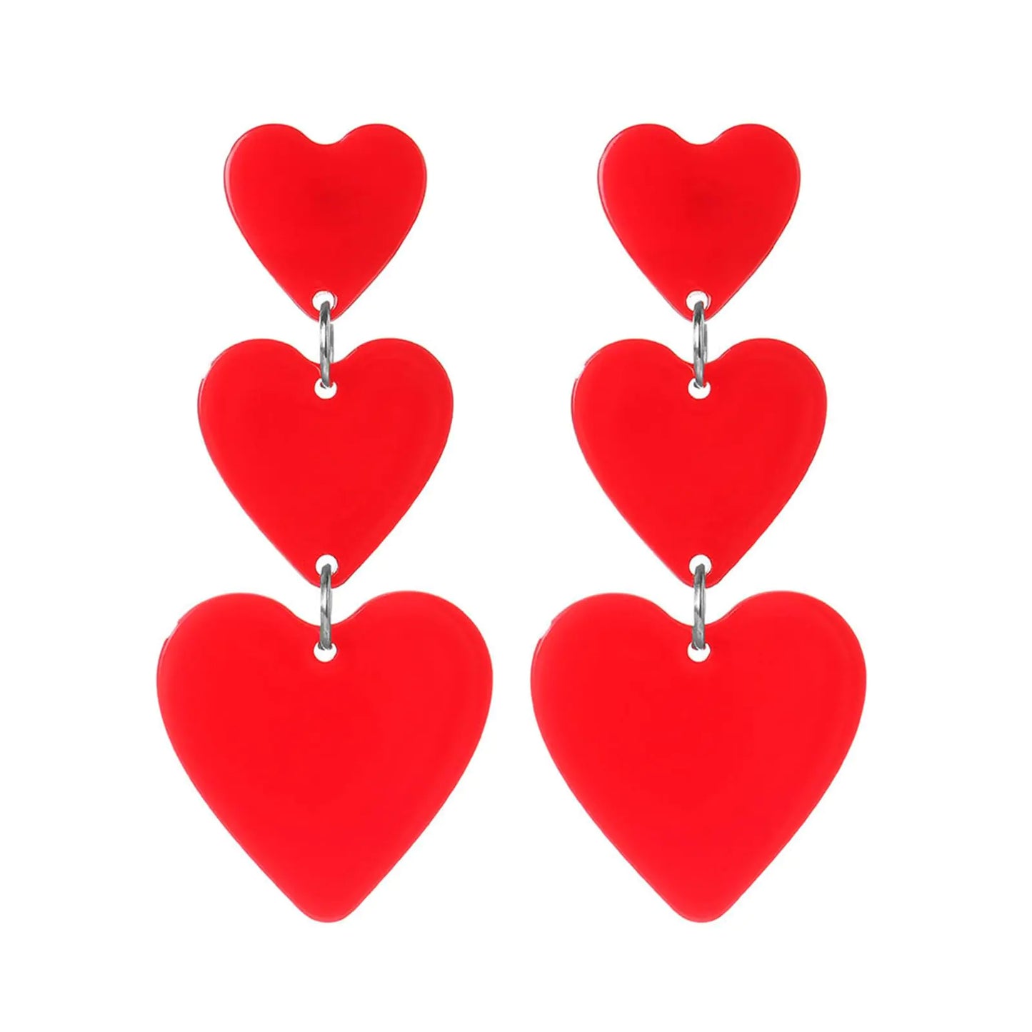 Heart Earrings for Women Girls Unique Acrylic Lightweight Sparkling Hot Pink Dangle Taylor Heart Earrings Three Pink Heart Earrings Red Heart Earrings Cute Love Dangling Heart Earrings Acrylic No