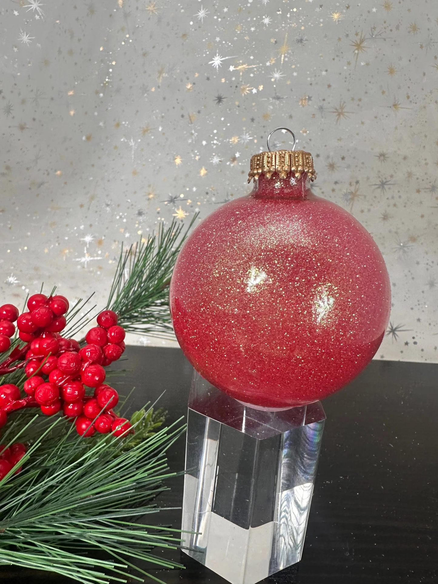 Fire Sparkle 2 5/8" (67mm) Glass Ball Ornaments - Set of 6 - - Christmas >> Ornaments >> Glass