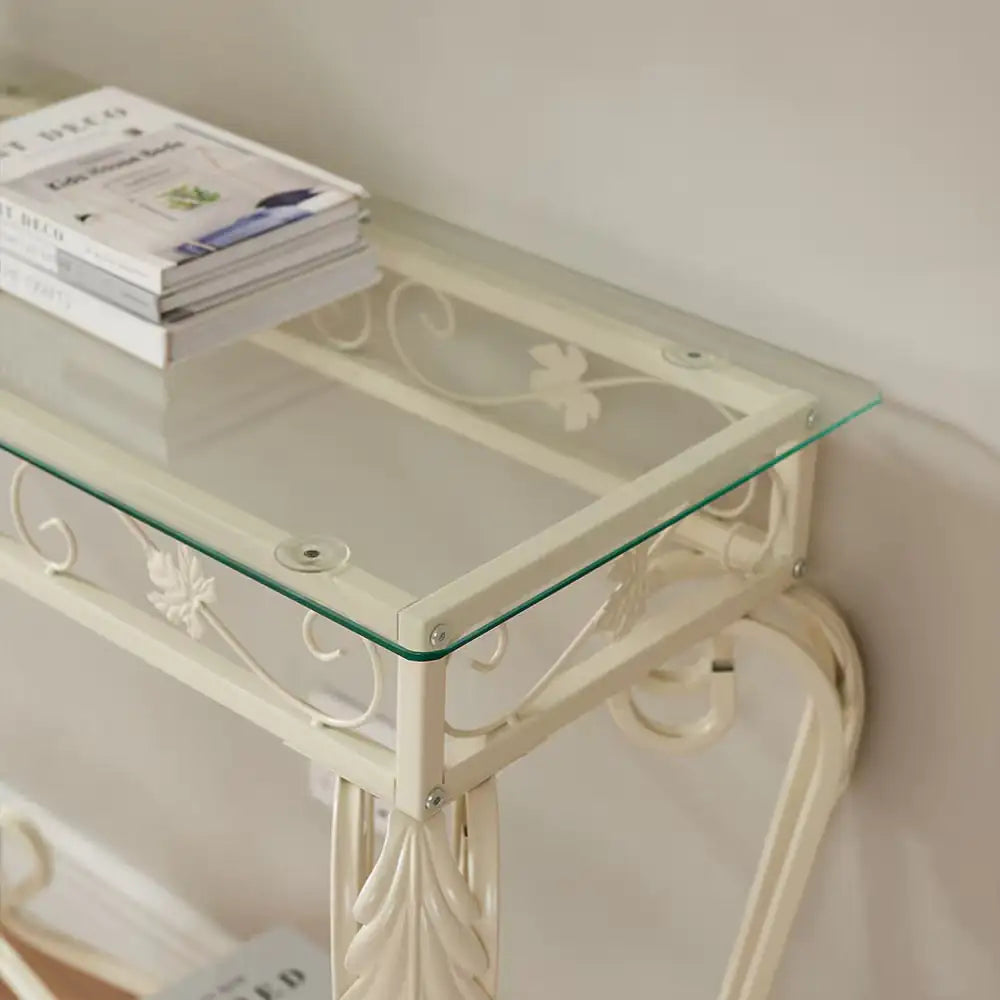 Tempered Glass Console Table with Storage Shelves - Kia Day Design