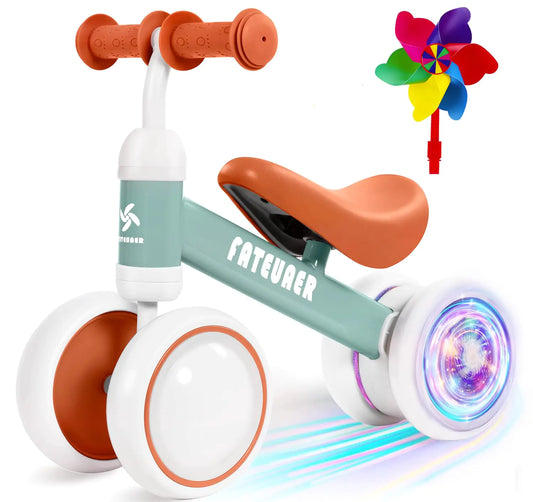 Colorful Lighting Baby Balance Bike with Rainbow Pinwheels 4 Wheels - Kia Day Design
