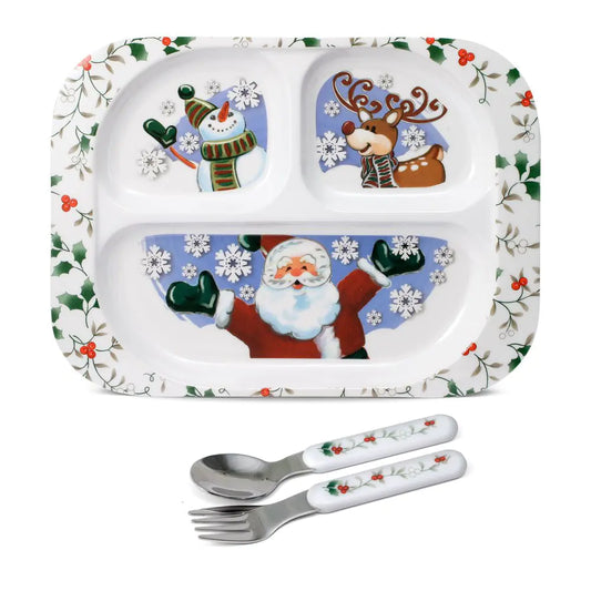 Pfaltzgraff Winterberry 3 Piece Jolly Santa Childrens Set - - plates
