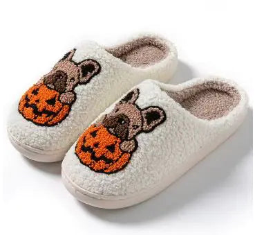 Halloween Dog Embroidery Cotton Home Slippers Kia Day Design