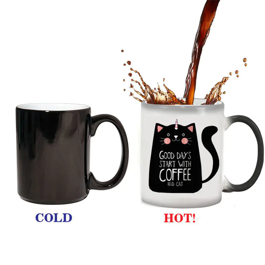 Cute Cat Color-Changing Mug - Ceramic Heat Sensitive - - mug
