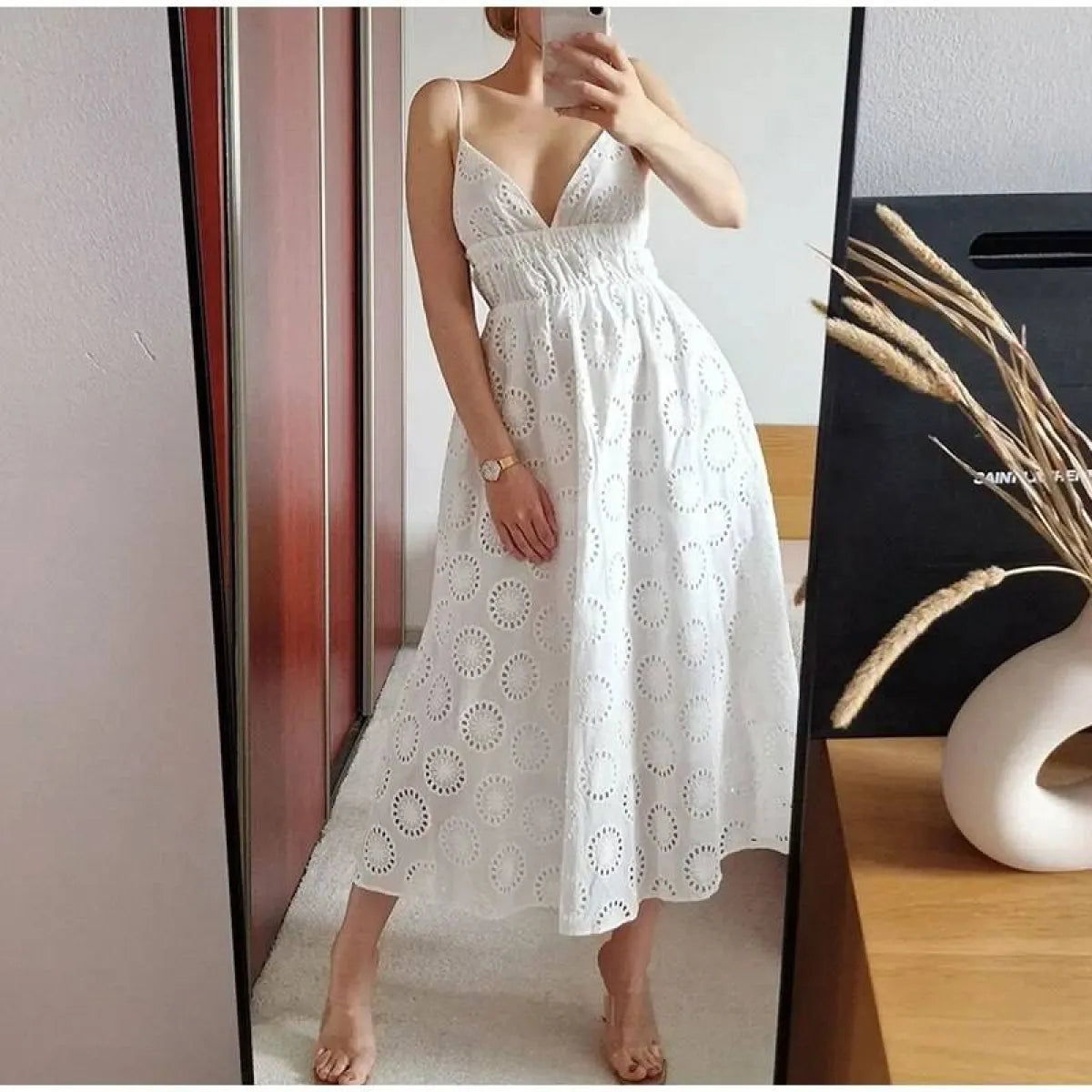 Sexy Backless Lace Dress - -