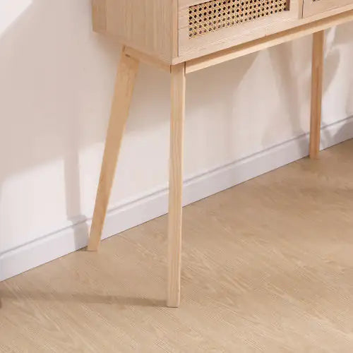 Wood Side Table with Two Rattan Drawers - Kia Day Design