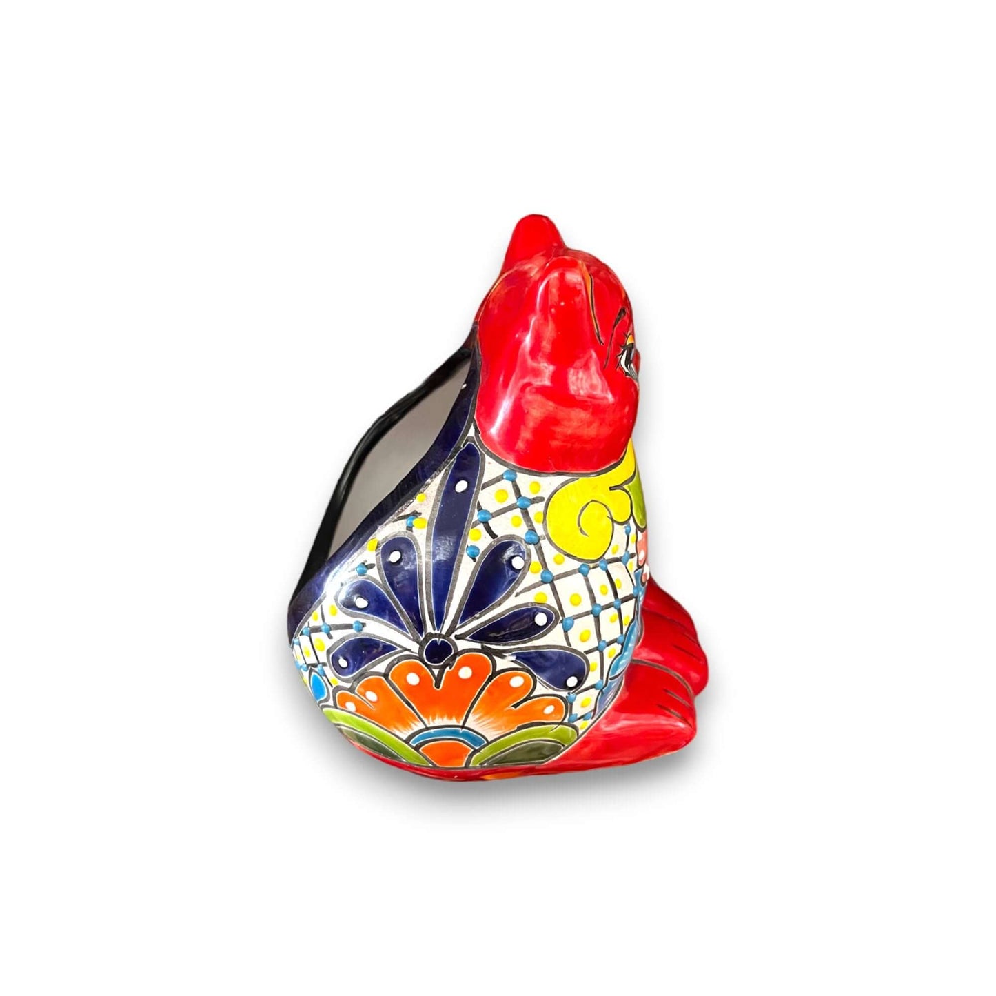Colorful Ceramic Talavera Cat Planter Mexican Art - - Talavera Planter