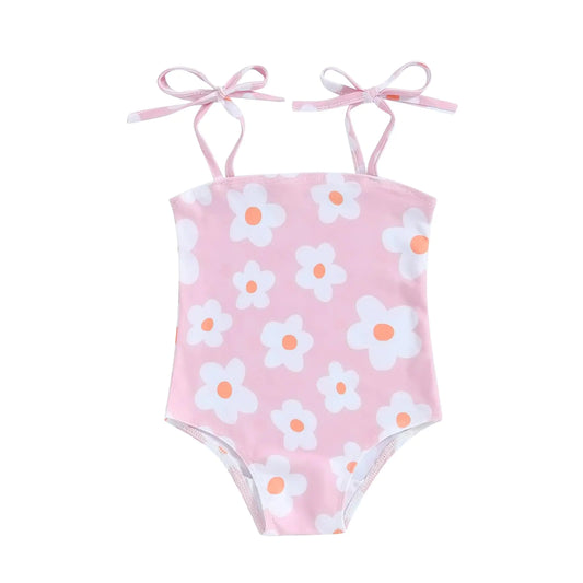 Pink Toddler Girl One Piece Floral Sleeveless Swimsuit 2-3 Years - - baby swimsuit