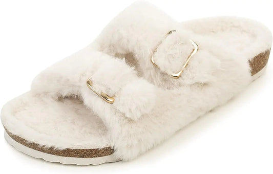 Adjustable Winter Fluffy Slides Kia Day Design