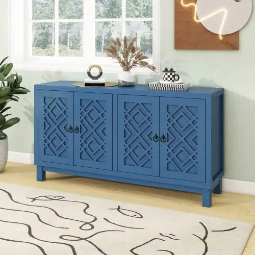 Blue 4-door Cabinet with Pull-tab Handle - Kia Day Design