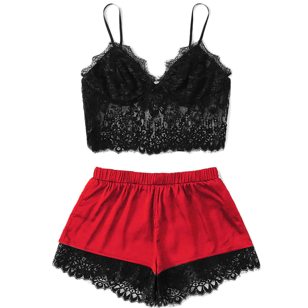 Lace Sleepwear Set - Women's Sexy Lingerie Outfit - - pajama