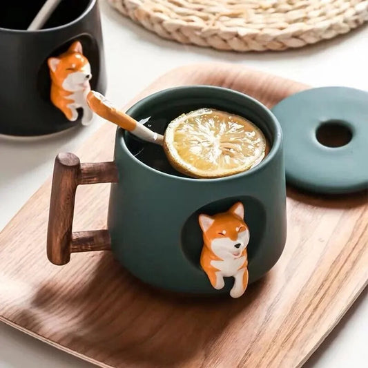 Shiba Inu Ceramic Mug Set Kia Day Design