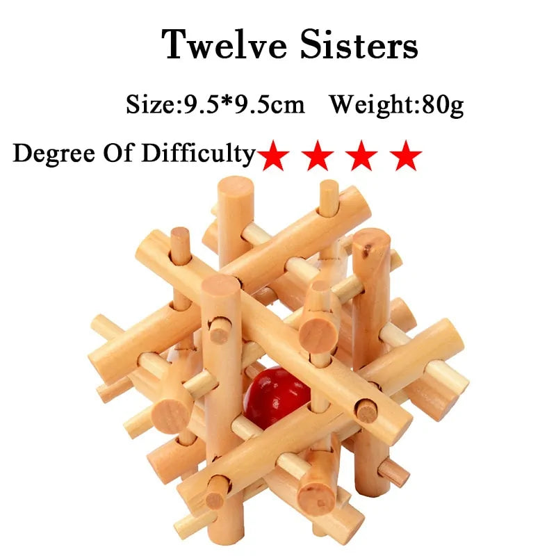 3D Wooden Brain Teaser Game - Kia Day Design