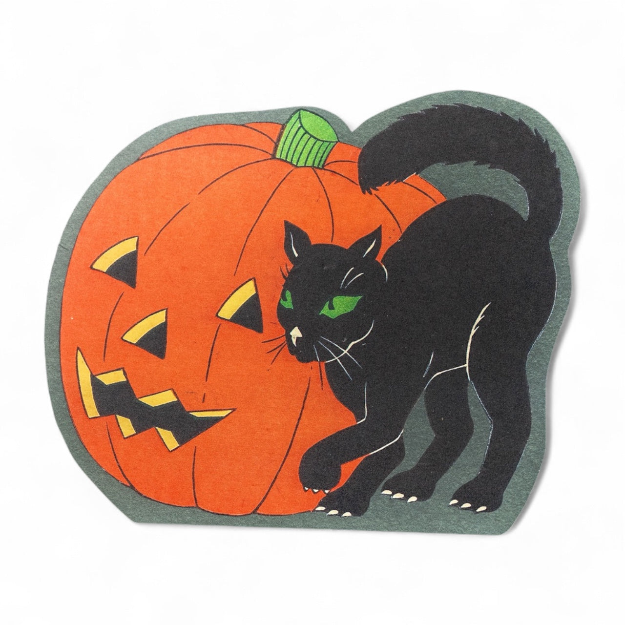 Retro Cat and Pumpkin Halloween Sign - - Decor