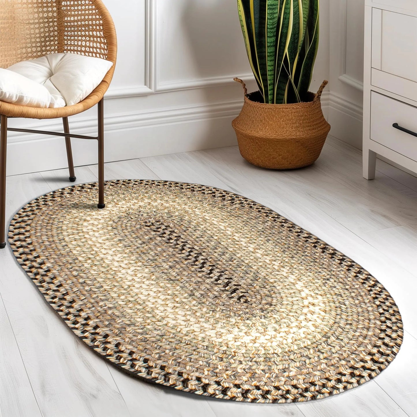Gray Oval Braided Area Rugs Indoor Outdoor - Kia Day Design