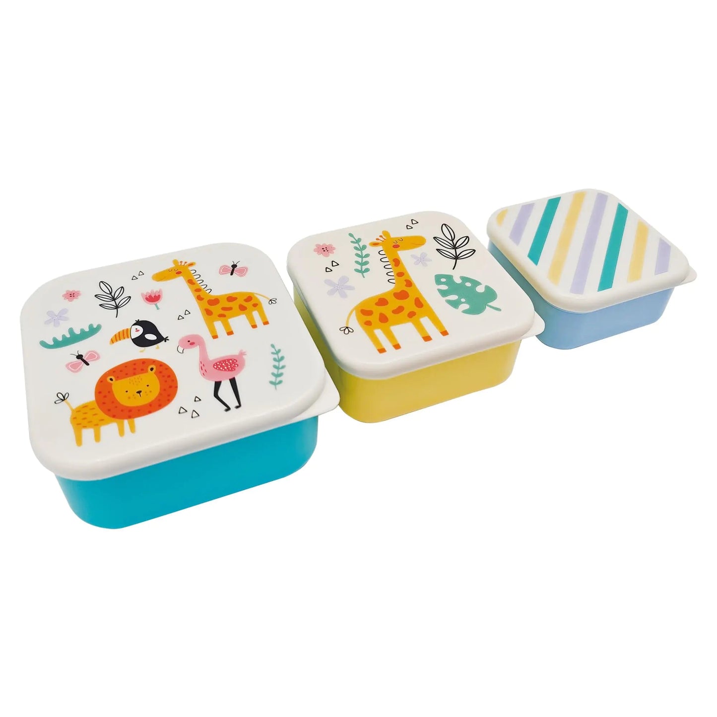 Safari Snack Boxes: 3 Count Pack with 3 Sizes Craft/Snack Containers Easy Open Leak Proof Small Food Containers with Lids Nesting Boxes For Sandwiches Snacks And More Kia Day Design