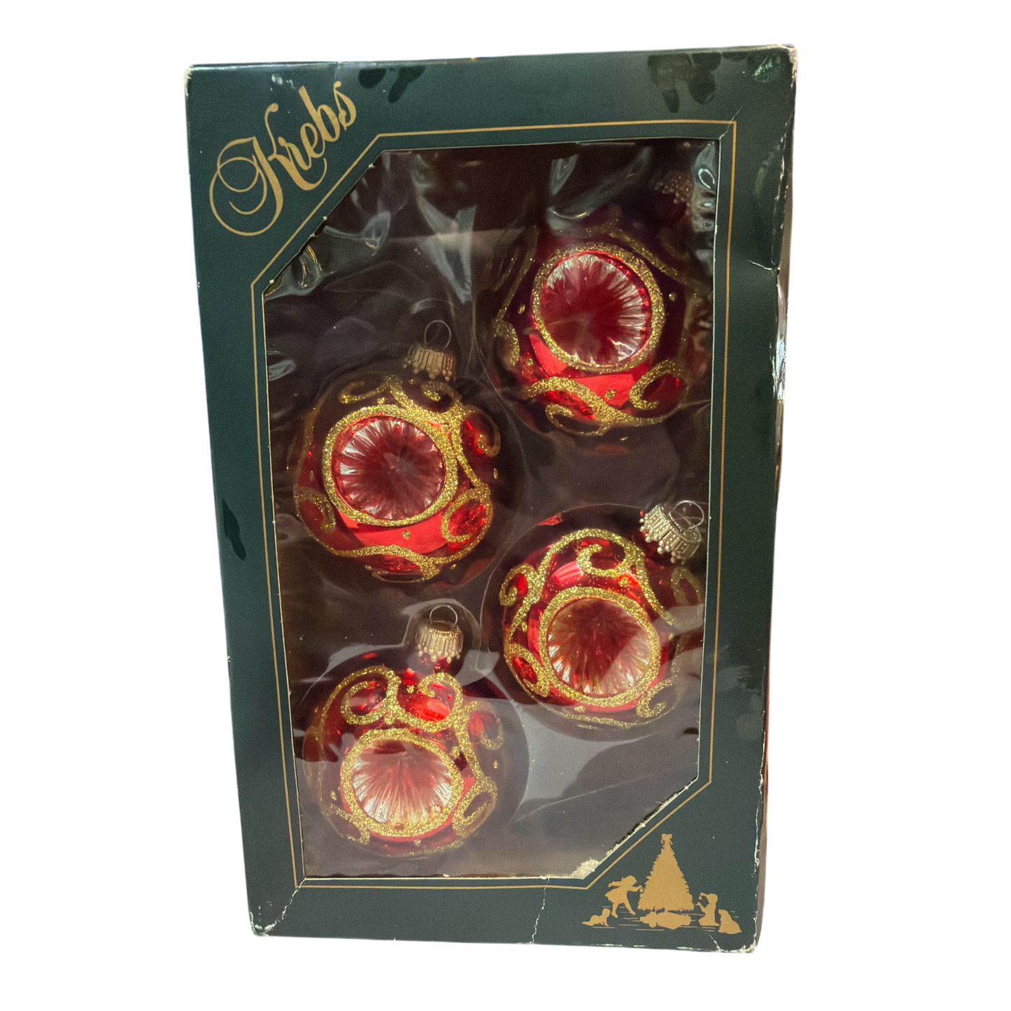 Krebs Glass Ornament 4 pack - Red Reflective - Default Title - Christmas >> Ornaments >> Glass