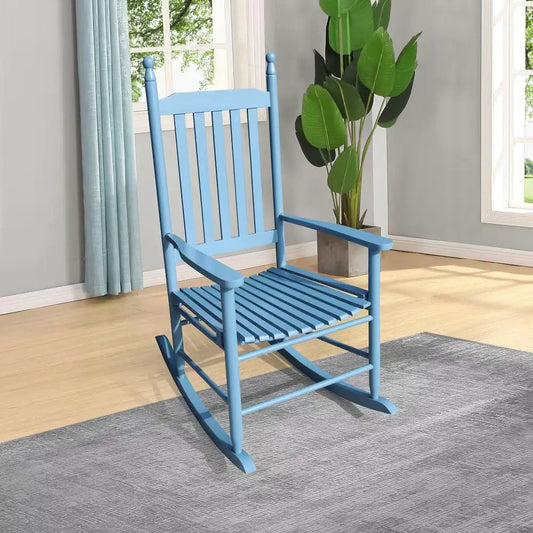 Blue Wooden Porch Rocker Chair - - rocking chair