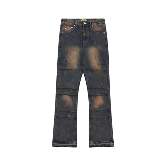 American Street Fashion Washed Denim Jeans - - jeans