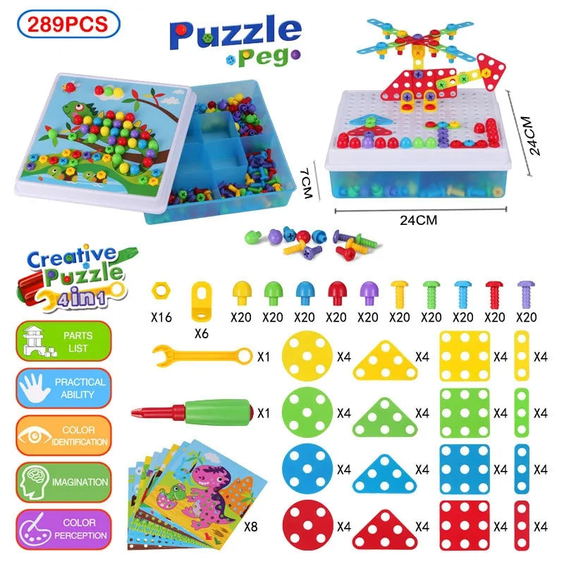 3D Mosaic Puzzle Building Set with Tools - Kia Day Design