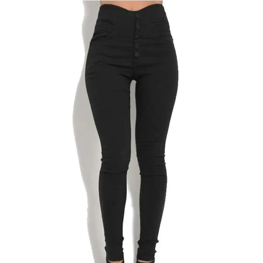 Explosive Button Stretch Pants - Black S - pants
