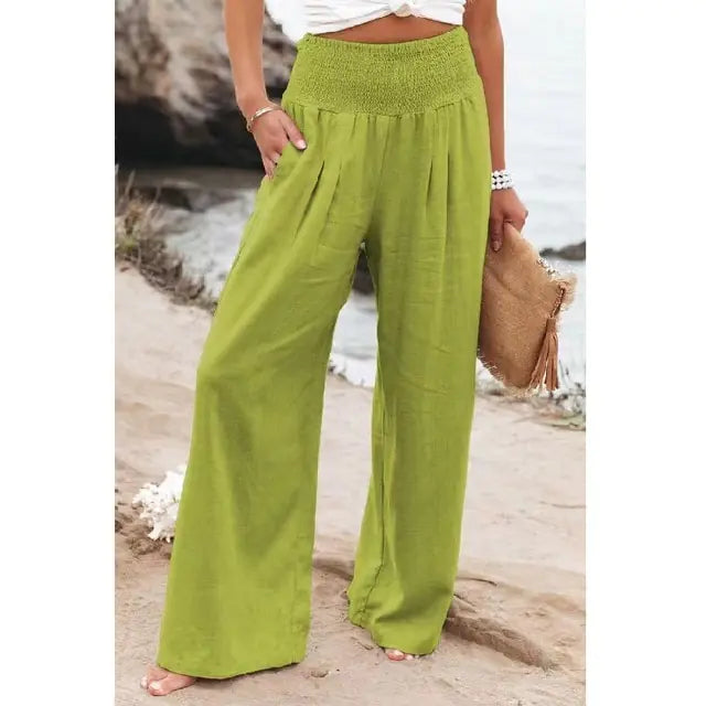 Cotton Linen Pockets Long Trousers - Kia Day Design