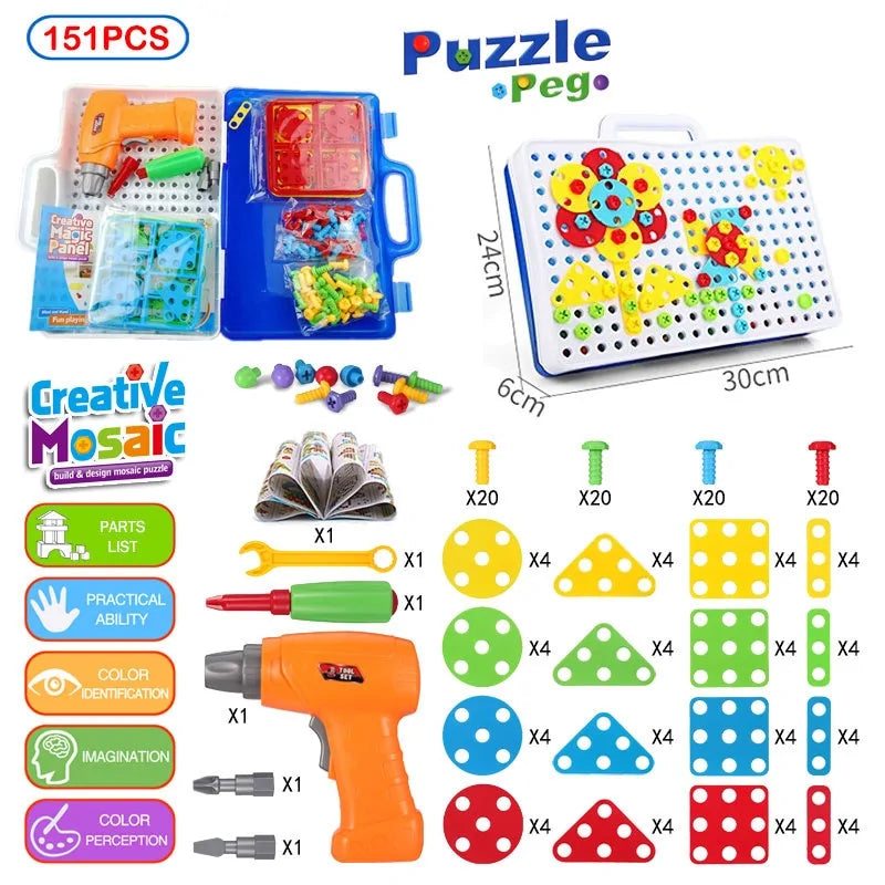 3D Mosaic Puzzle Building Set with Tools - Kia Day Design