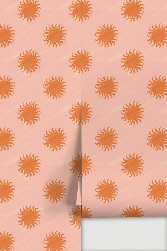 Sol Wallpaper, pink and orange - LUXE Peel & Stick - Wallpaper
