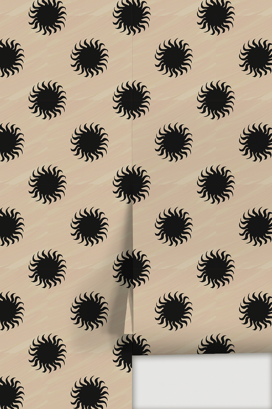 Sol Wallpaper, tan and black - LUXE Peel & Stick - Wallpaper