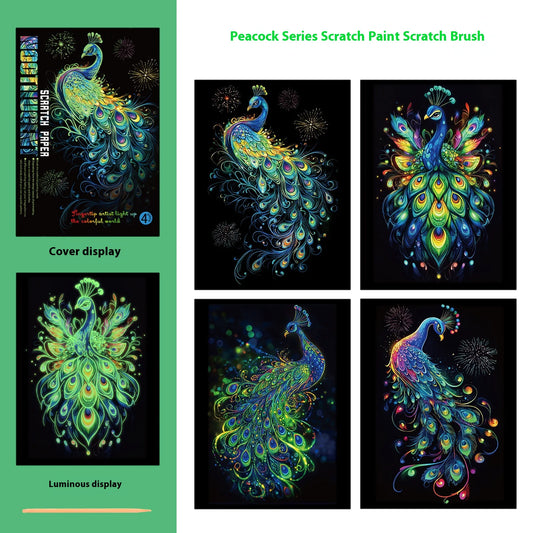 Luminous Scratch Art Paper - Peacock Series 315 x 214mm - art paper
