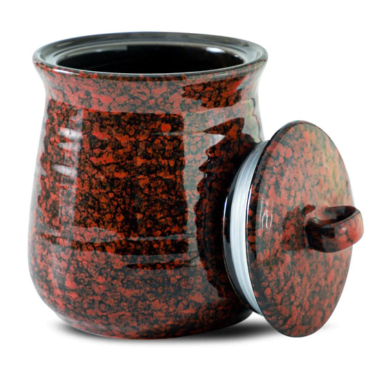 Large Red Ceramic Canister Jar with Airtight Lid 35 OZ - Kia Day Design