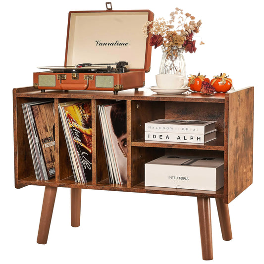 Record Player Stand with Vinyl Storage Holds Up to 300lbs - - stand