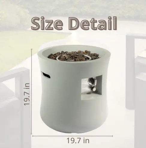 20-inch Round Graphite Base Outdoor Propane Fire Pit - - fire pit