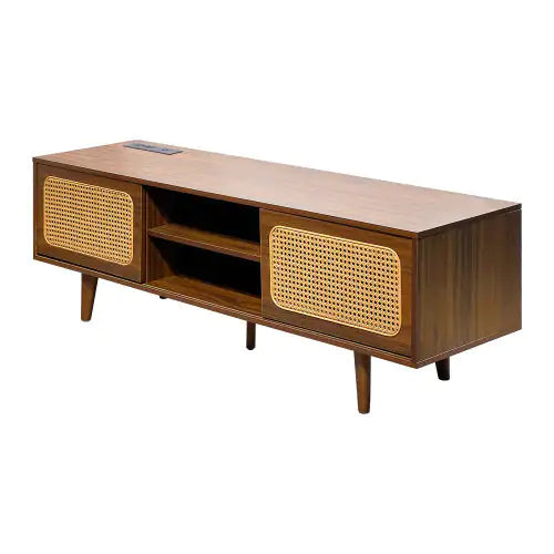 Mid Century Modern Rattan TV Stand Entertainment Cabinet - Kia Day Design