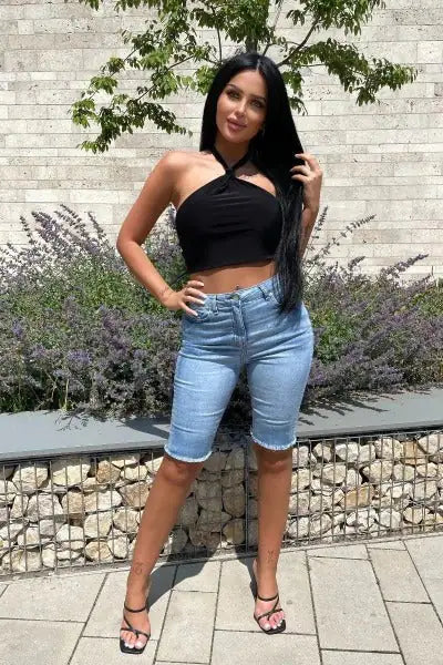 LIGHT BLUE DENIM CYCLING SHORTS Kia Day Design