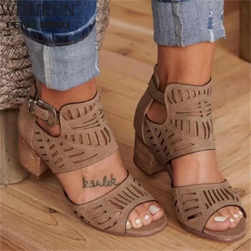 Vintage Hollow Out Sandals - Kia Day Design