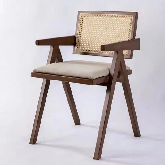 Nordic Solid Wood Rattan Chair - Distressed - chair