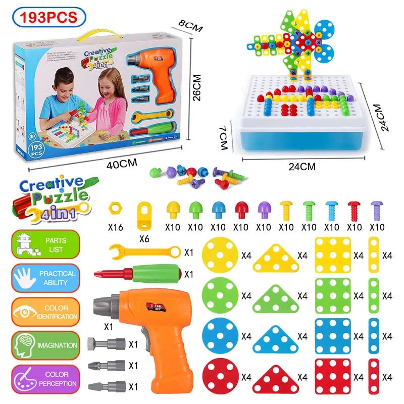 3D Mosaic Puzzle Building Set with Tools - Kia Day Design