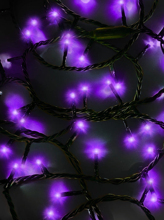 Jingle Bright 100 LED Light Set - Purple - Green Wire - - Christmas >> Lighting