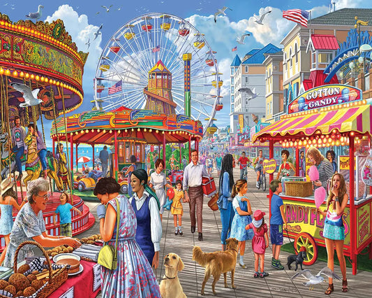 White Mountain - Boardwalk Carnival 1000 Piece Jigsaw Puzzle - Kia Day Design