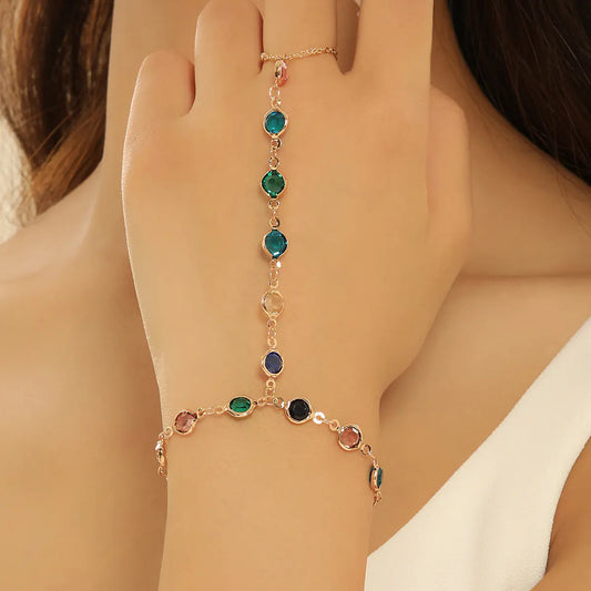 Colorful Crystal Chain Bracelet - - bracelet