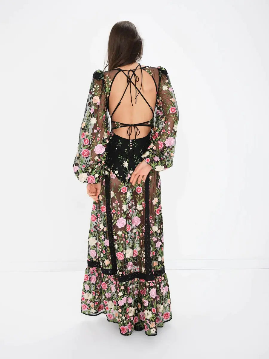 Long Sleeve V-Neck Dress - Kia Day Design