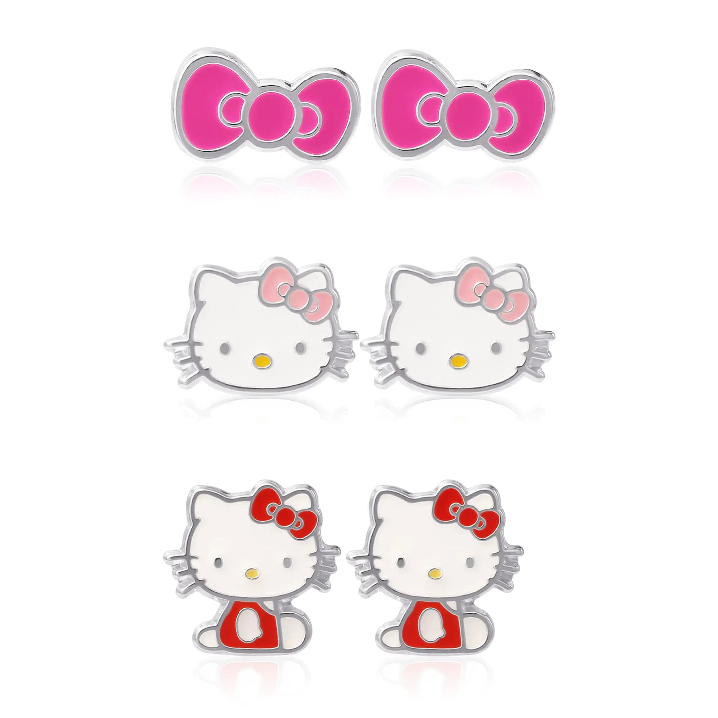 3-Piece Sanrio Hello Kitty Stud Earrings Set - - earrings