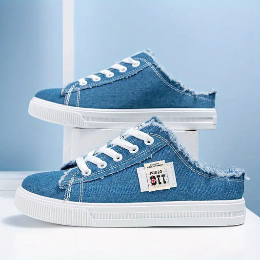 Flat Slip-On Canvas Sneakers - Blue 39 - Shoes