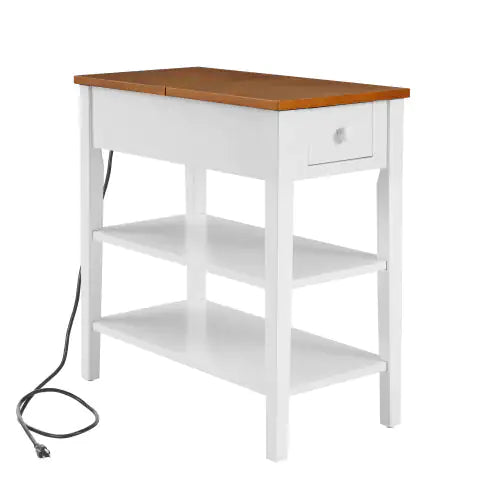 White 2-Tone Coffee Table with USB Charging Port - Kia Day Design