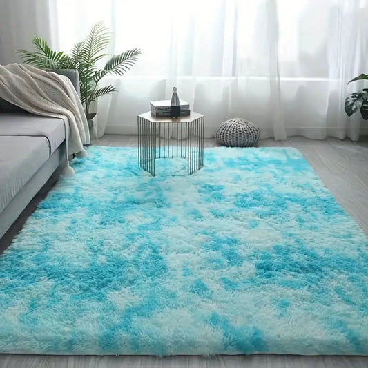 Blue Fluffy Shaggy Area Rug - Kia Day Design