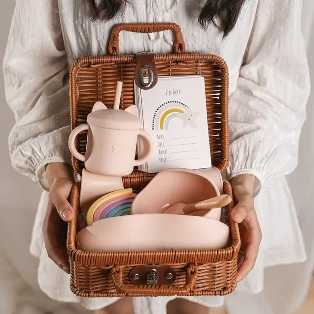 Baby Feeding Tableware Box Set Pink Set 20 x 22 x 20 cm20 x 22 x 20 cm