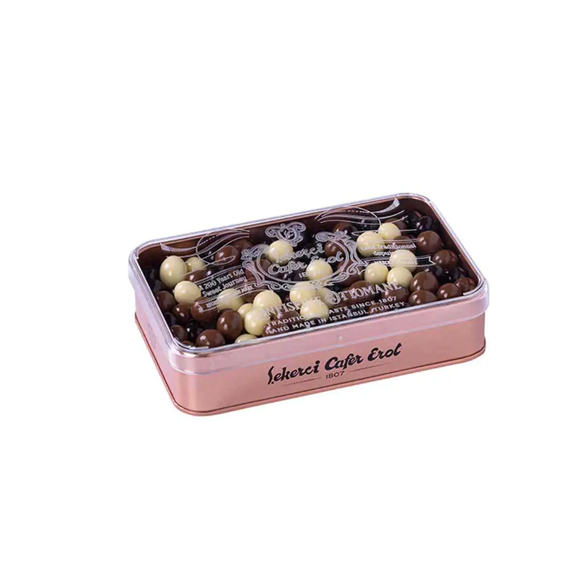 Şekerci Cafer Erol Coffee Bean Dragee Bronze Tin Box, 300 g Kia Day Design