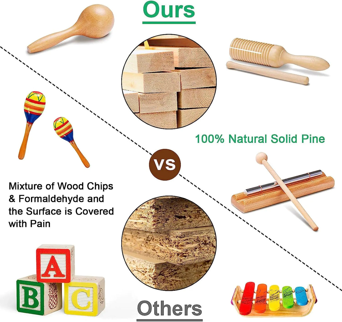 Montessori Wooden Music Instruments Set (10 Instruments) Kia Day Design