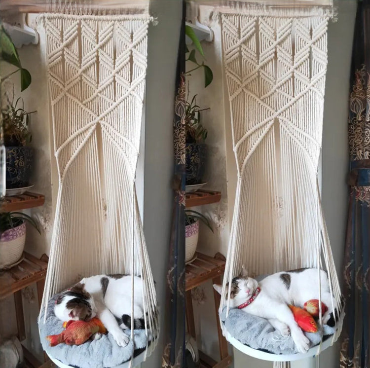 macramé pet hammocks 